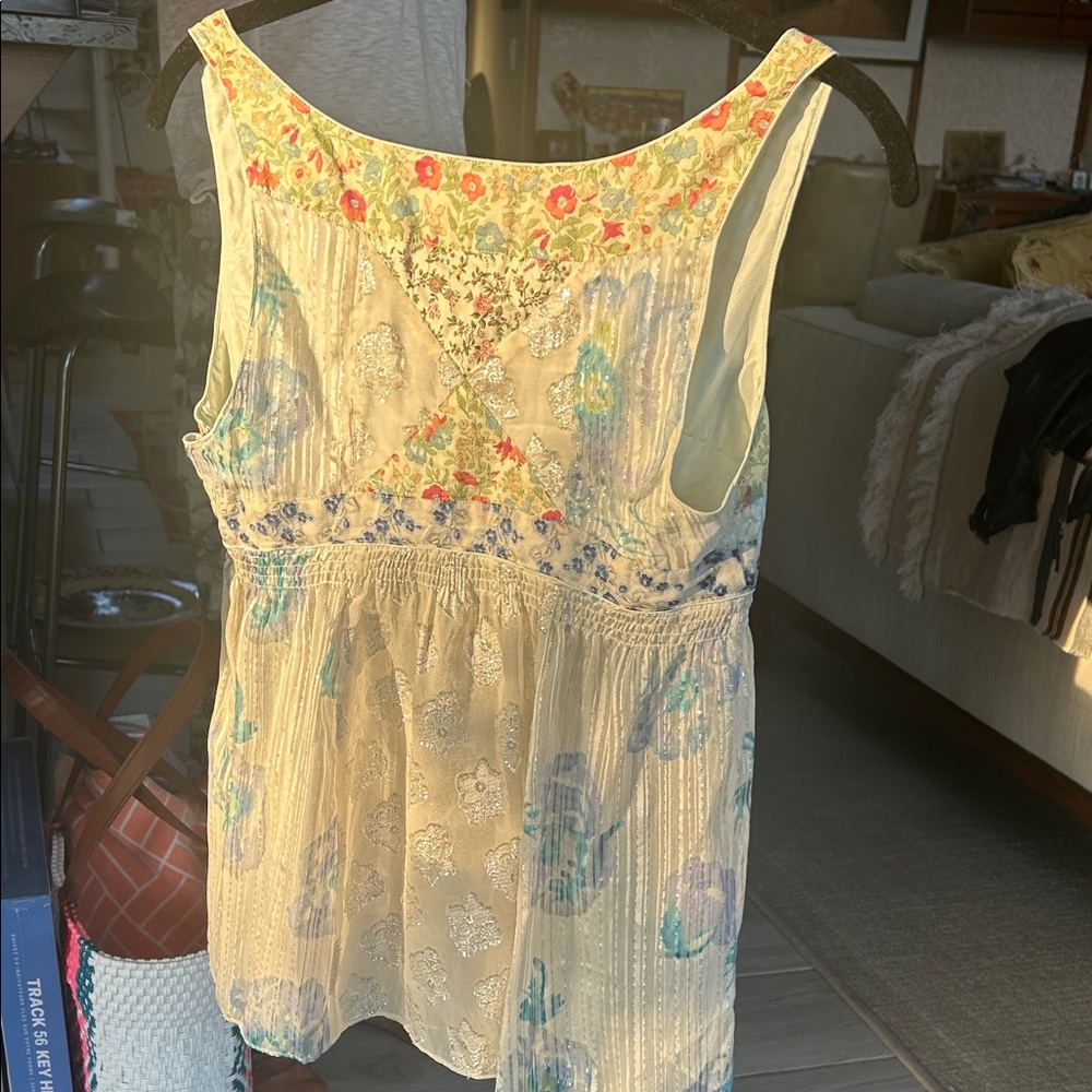 Free People Floral Embroidered Sleeveless Blouse